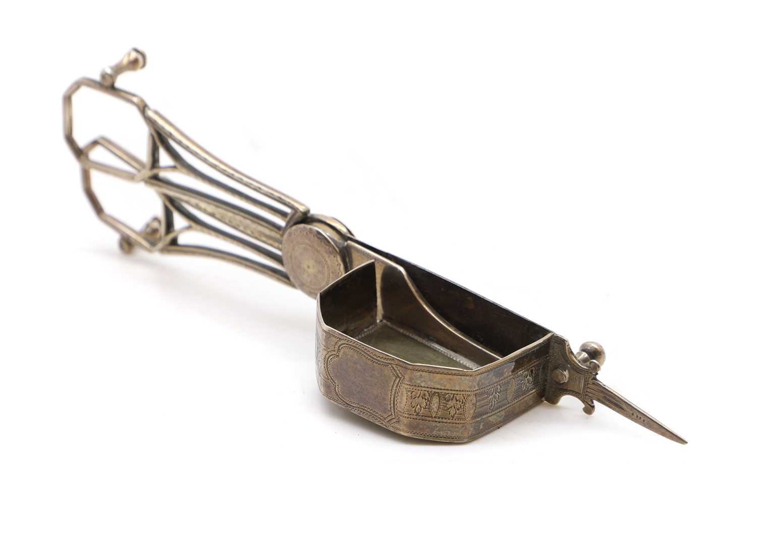 Lot 49 - A pair of George III silver candle snuffers