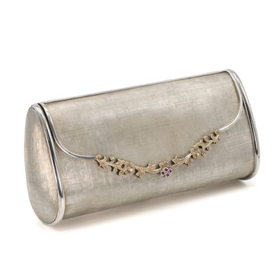 Lot 127 - A silver ruby set evening purse