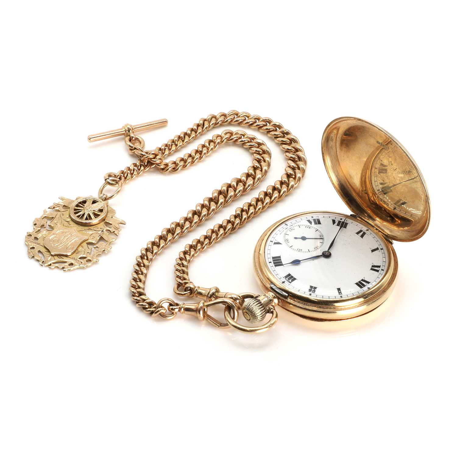 Lot 334 - A 9ct gold side wind hunter watch,