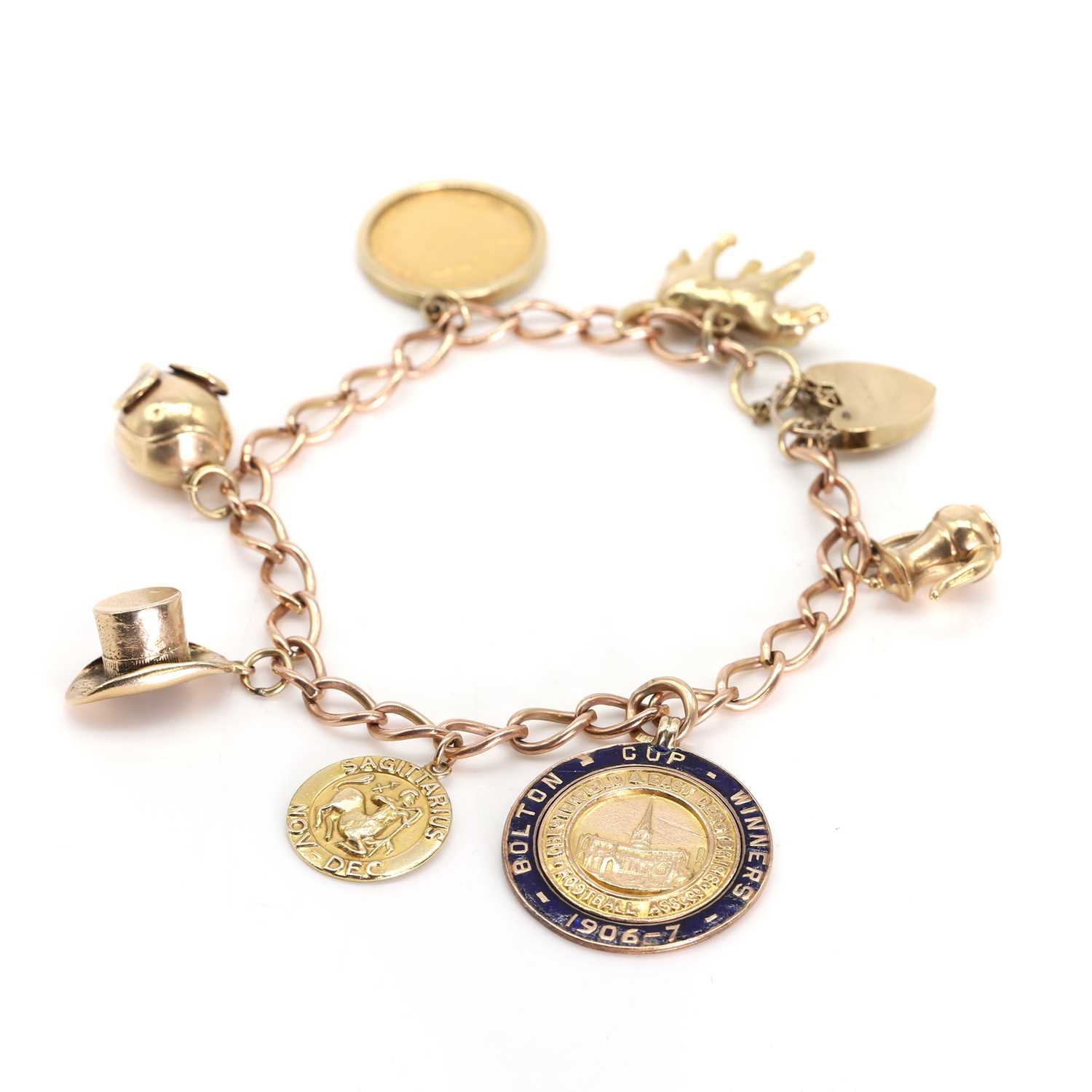 Lot 360 - A 9ct gold charm bracelet
