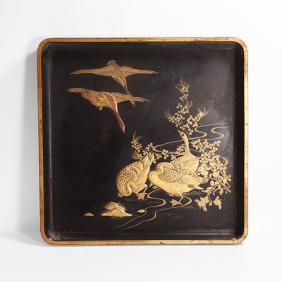 Lot 144 - A large Japanese lacquered tray