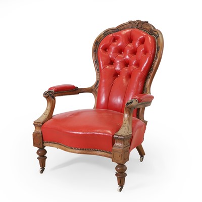 Lot 578 - A Victorian walnut armchair