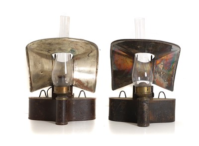 Lot 567 - A pair of railway carriage oil lamps