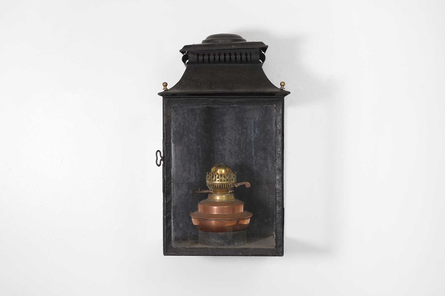 Lot 64 - A painted metal wall lantern