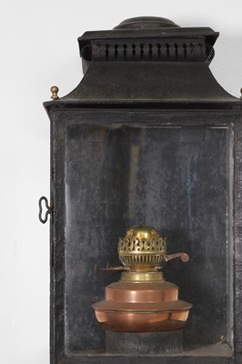 Lot 64 - A painted metal wall lantern