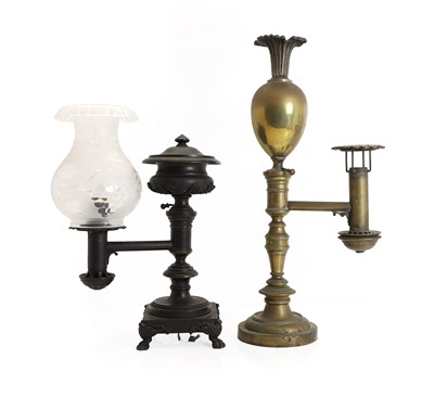 Lot 342 - A brass Argand/Colza lamp