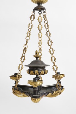 Lot 60 - An Empire-style gilt and patinated bronze colza chandelier