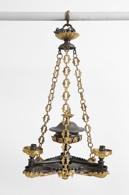 Lot 60 - An Empire-style gilt and patinated bronze colza chandelier