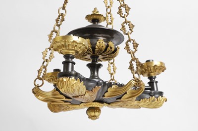 Lot 60 - An Empire-style gilt and patinated bronze colza chandelier