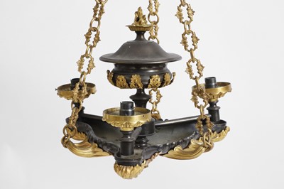 Lot 60 - An Empire-style gilt and patinated bronze colza chandelier