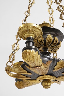 Lot 60 - An Empire-style gilt and patinated bronze colza chandelier