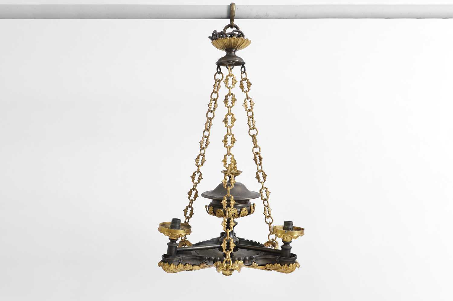 Lot 60 - An Empire-style gilt and patinated bronze colza chandelier