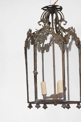 Lot 27 - A pierced metal hall lantern