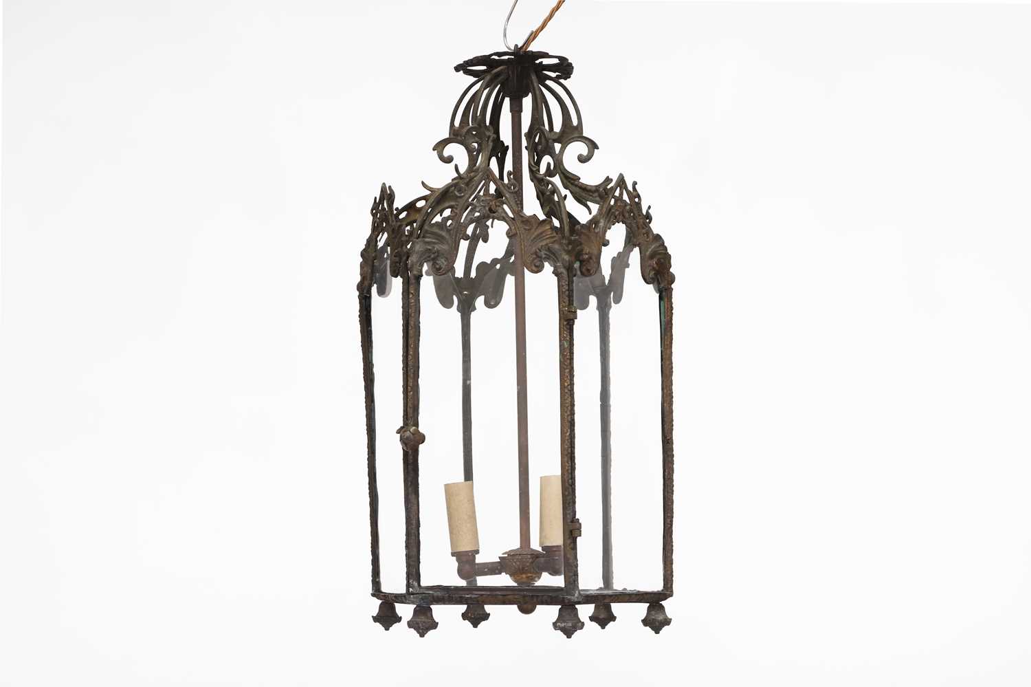 Lot 27 - A pierced metal hall lantern