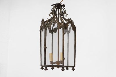Lot 27 - A pierced metal hall lantern