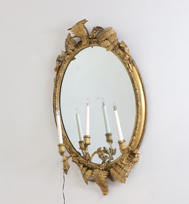 Lot 443 - A Victorian giltwood and gesso girandole mirror