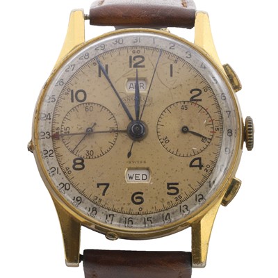 Lot 557 - A gold plated Angelus 'Chronodato' mechanical strap watch