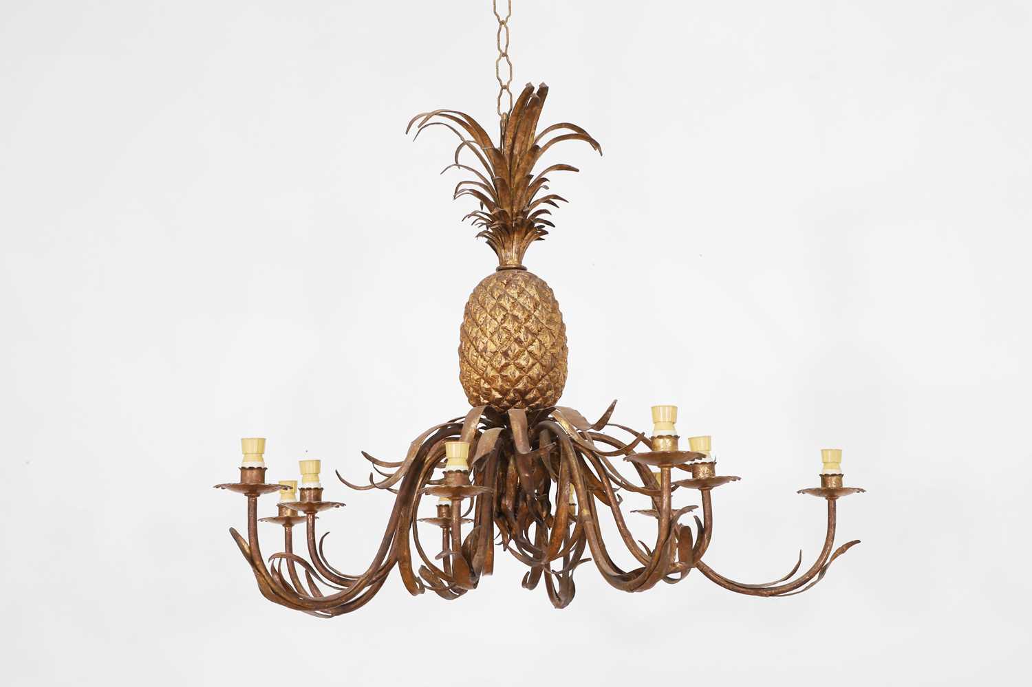 Lot 433 - A large gilt toleware chandelier