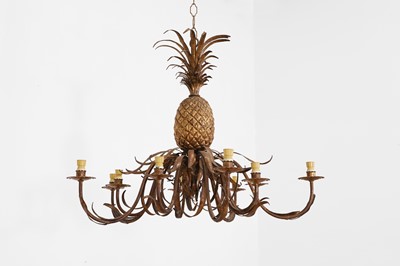 Lot 433 - A large gilt toleware chandelier