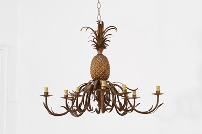 Lot 433 - A large gilt toleware chandelier