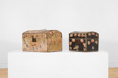 Lot 13 - Two folk art painted wooden marriage chests