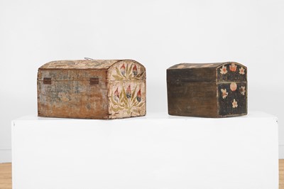 Lot 13 - Two folk art painted wooden marriage chests