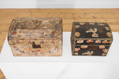 Lot 13 - Two folk art painted wooden marriage chests