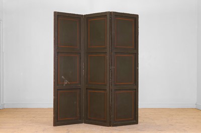 Lot 76 - A painted leather screen