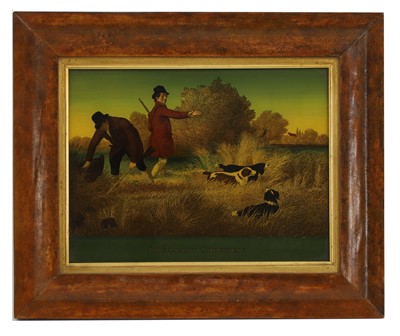 Lot 596 - A pair of reverse glass hunting pictures