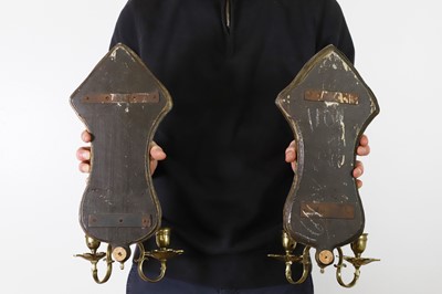 Lot 567 - A pair of etched glass wall sconces
