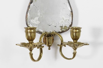 Lot 567 - A pair of etched glass wall sconces
