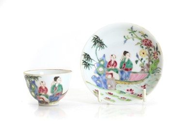 Lot 96 - A Chinese famille rose tea bowl and saucer