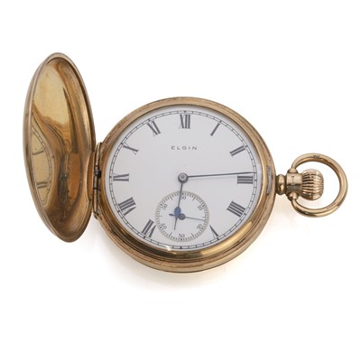 Lot 546 - A 9ct gold side wind full hunter pocket watch, by Elgin