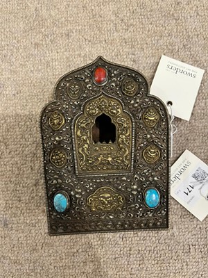 Lot 171 - Two Tibetan copper and white-metal travel shrines