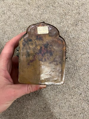 Lot 171 - Two Tibetan copper and white-metal travel shrines