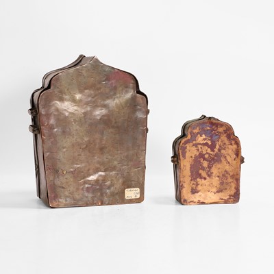Lot 176 - Two Tibetan gilt, white-metal and copper travel shrines