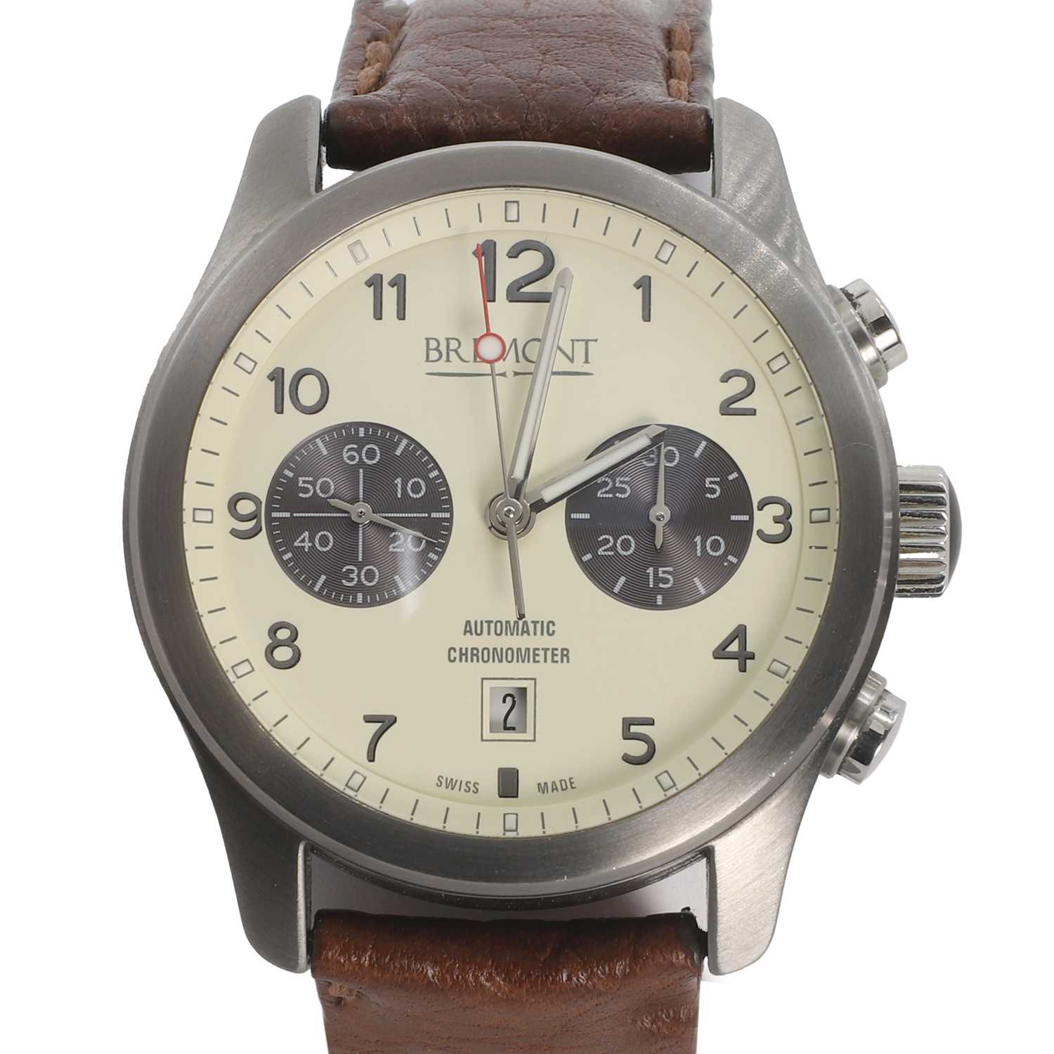 Lot 569 - A stainless steel Bremont chronograph automatic strap watch