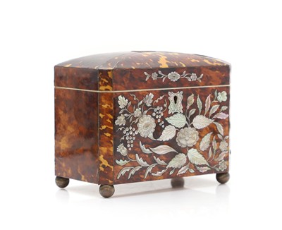 Lot 317 - A Regency tortoiseshell, mother of pearl and ivory tea caddy