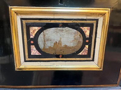 Lot 58 - A baroque ebonised fruitwood, pietra paesina, pietra dura and gilt-bronze-mounted cabinet on stand