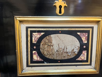 Lot 58 - A baroque ebonised fruitwood, pietra paesina, pietra dura and gilt-bronze-mounted cabinet on stand