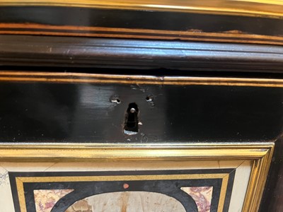 Lot 58 - A baroque ebonised fruitwood, pietra paesina, pietra dura and gilt-bronze-mounted cabinet on stand