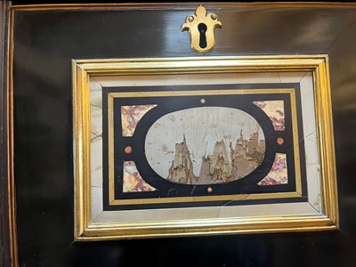 Lot 58 - A baroque ebonised fruitwood, pietra paesina, pietra dura and gilt-bronze-mounted cabinet on stand