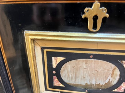 Lot 58 - A baroque ebonised fruitwood, pietra paesina, pietra dura and gilt-bronze-mounted cabinet on stand