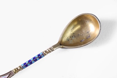 Lot 293 - Two silver-gilt and cloisonné spoons