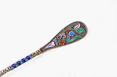Lot 293 - Two silver-gilt and cloisonné spoons
