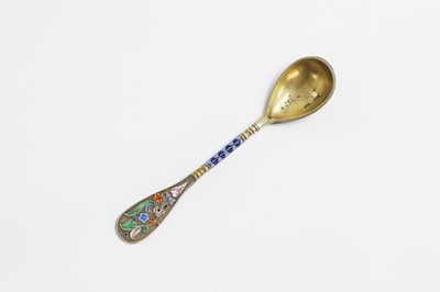Lot 293 - Two silver-gilt and cloisonné spoons