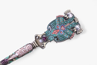 Lot 293 - Two silver-gilt and cloisonné spoons