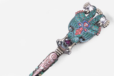 Lot 293 - Two silver-gilt and cloisonné spoons
