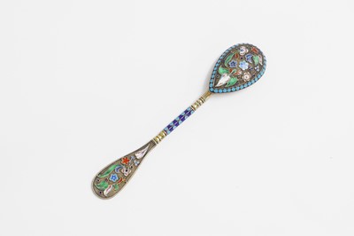 Lot 293 - Two silver-gilt and cloisonné spoons