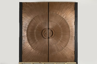 Lot 380 - A pair of impressed and bronze resin doors